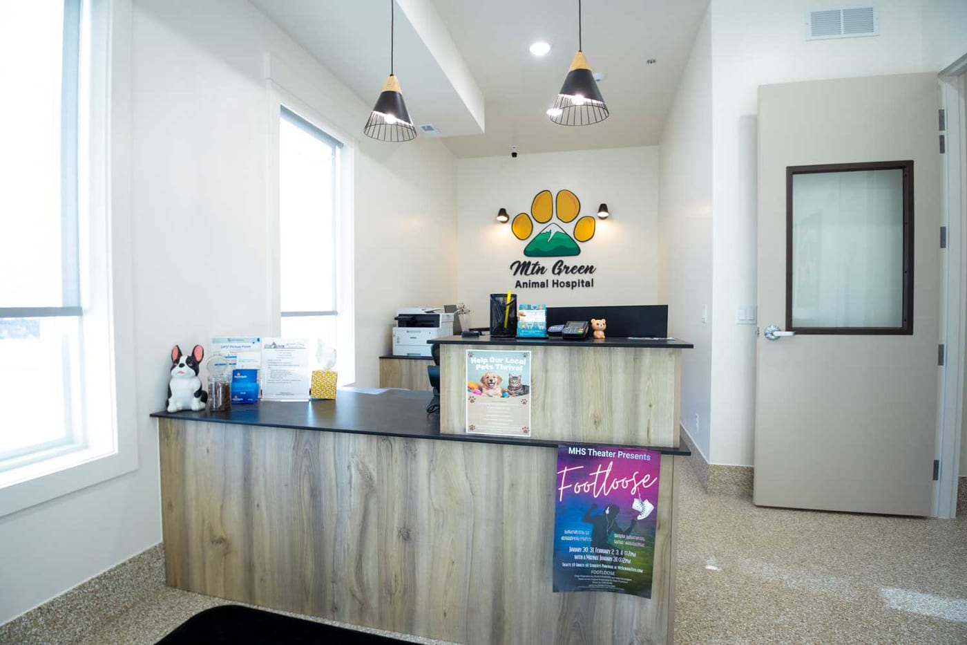 Front reception desk at Mtn Green Animal Hospital